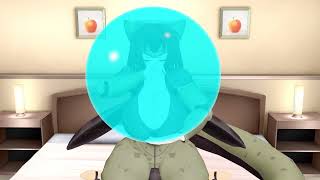 MMD girl blowing to pop a balloon