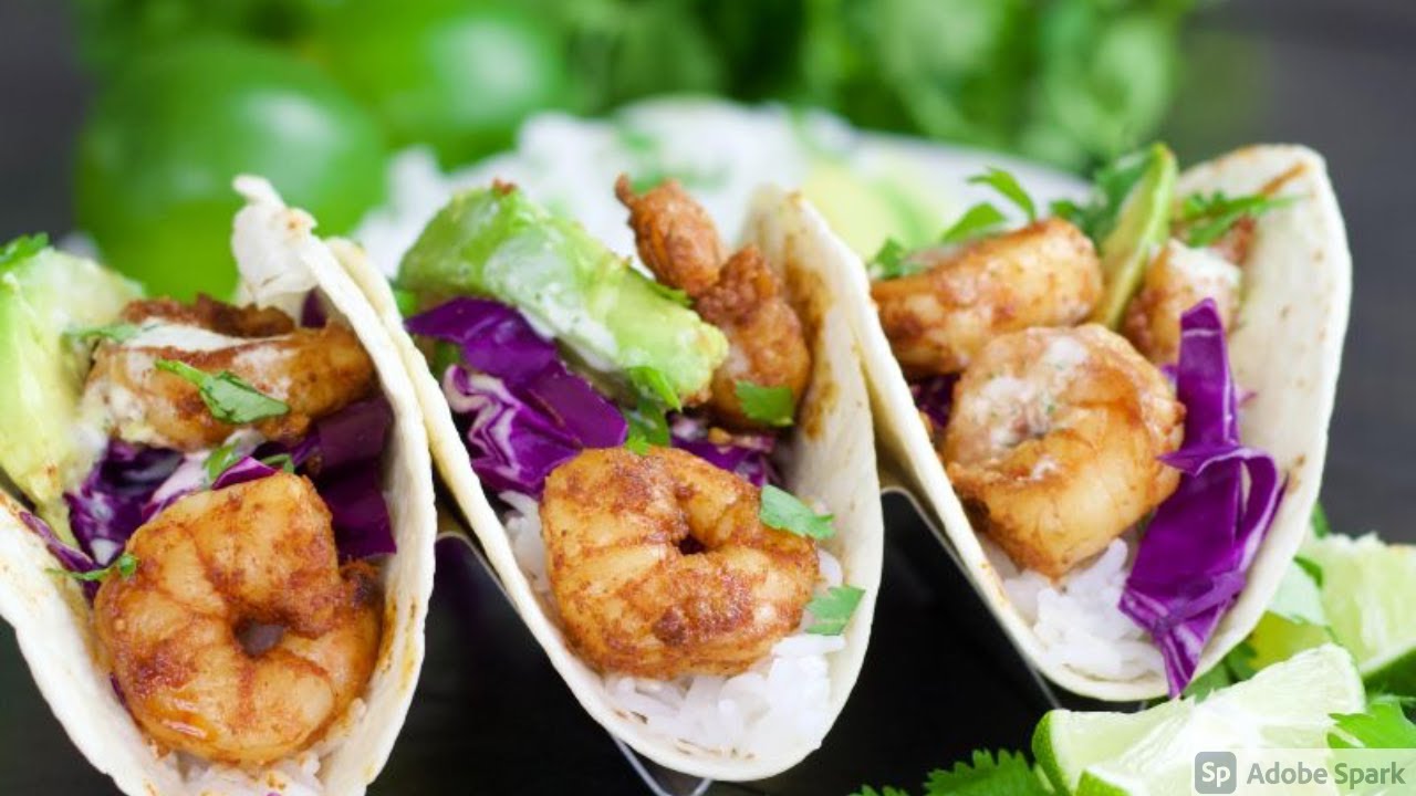 Shrimp Tacos with Cilantro Lime Rice - YouTube