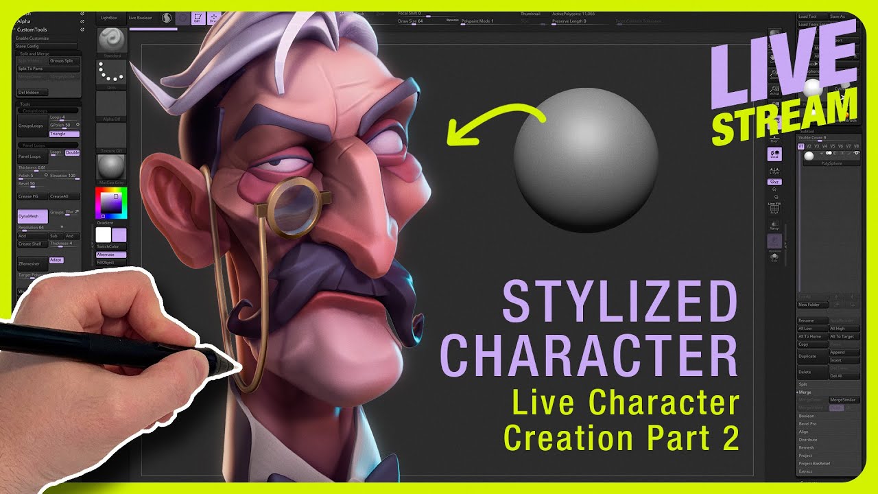 Stylized Character Sculpting in ZBrush | Live Stream Part 2 - YouTube