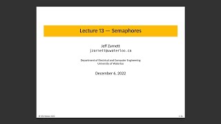 SE 350 Lecture 13: Semaphores