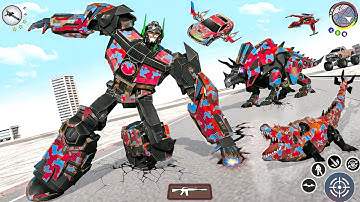 Rhino Robot Car Transformation Game 2025 | Robot War & Flying Mech City Battle - Android Gameplay