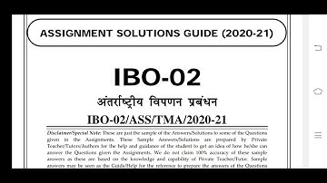 IBO 02 Ignou Solved Assignment