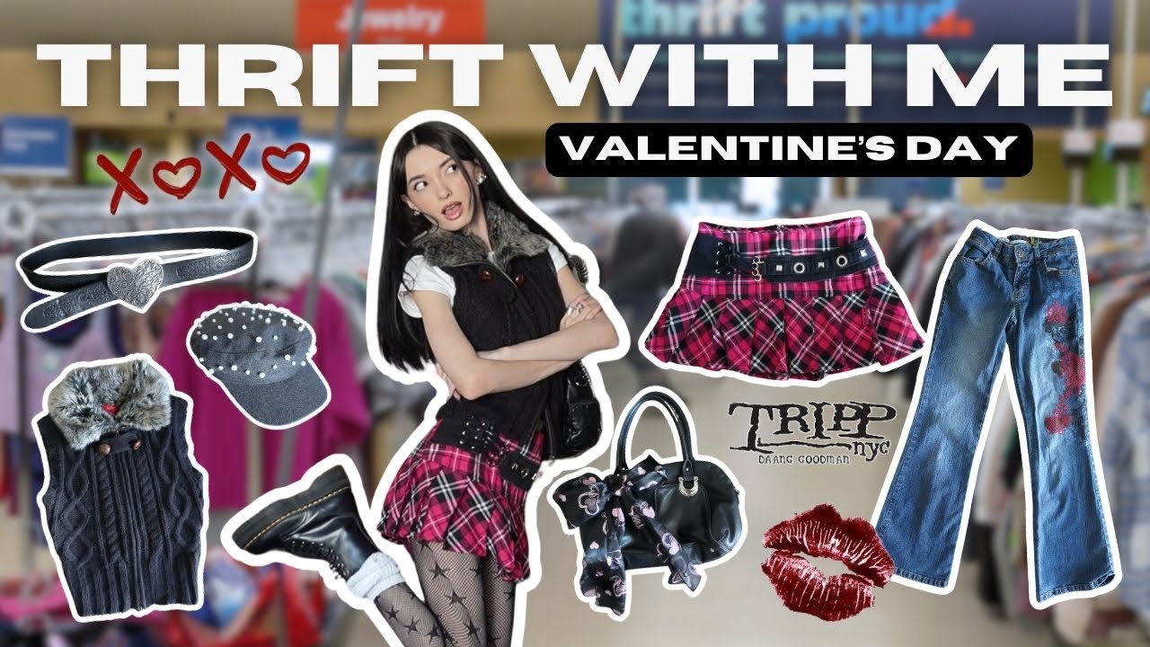THRIFT WITH ME: Valentine’s Day Edition - rockstar gf, punk princess, y2k 💘