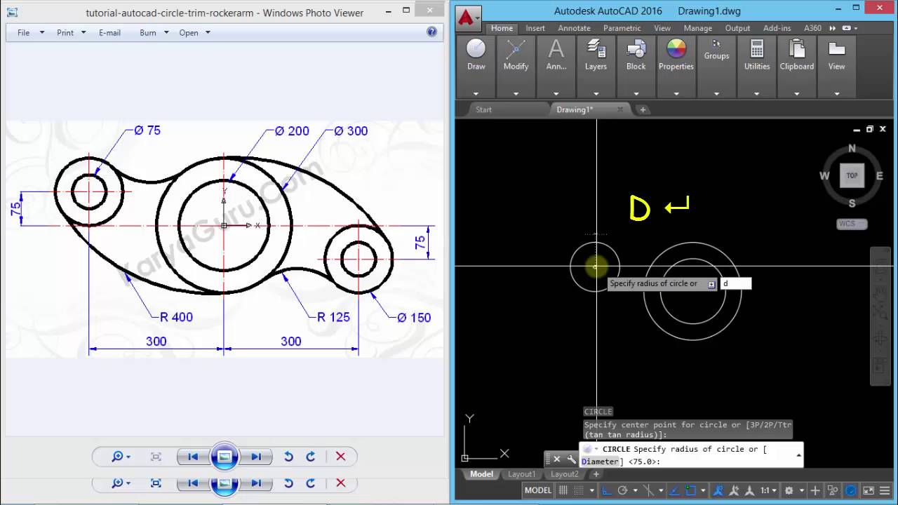 Autocad Latihan 2 Dimensi No 5 YouTube