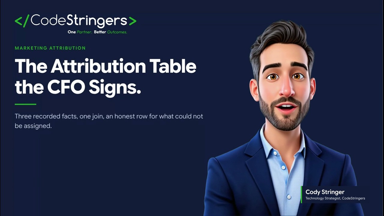 Title card: The Attribution Table the CFO Signs, with the presenter on screen