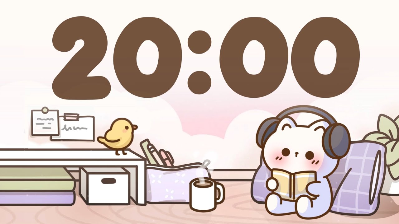 20 Minute Timer for classroom 🐱 Chill & Study Focus Music - YouTube