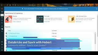 Databricks - community edition - how to start cluster