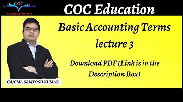 Basic Accounting Term | Lecture 3 | By CA/CMA Santosh Kumar​