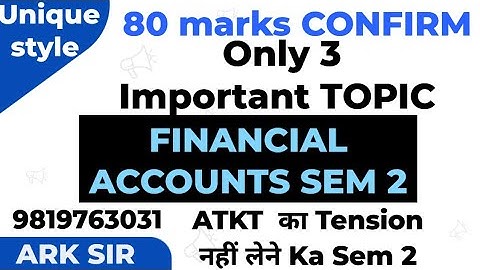 2024 ATKT Financial Accounts 2  sem2 FYBCOM MUMBAI UNIVERSITY IDOL EXAM  ARK sir Important Question