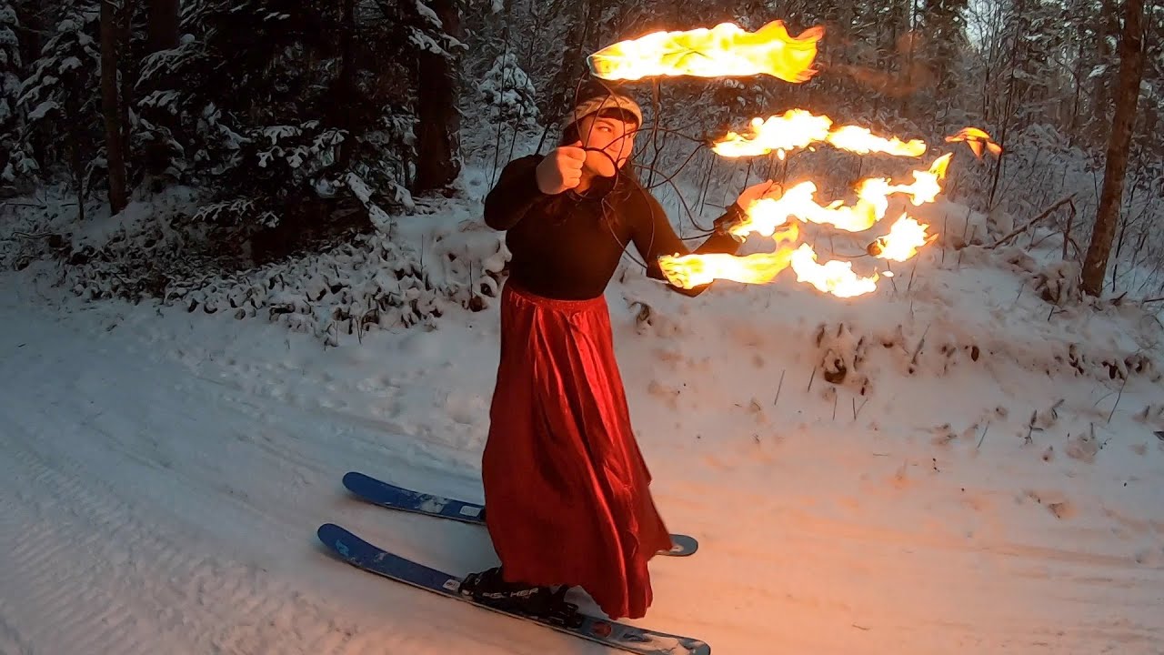 Fire Fan Performance: Skiing with Flow - YouTube