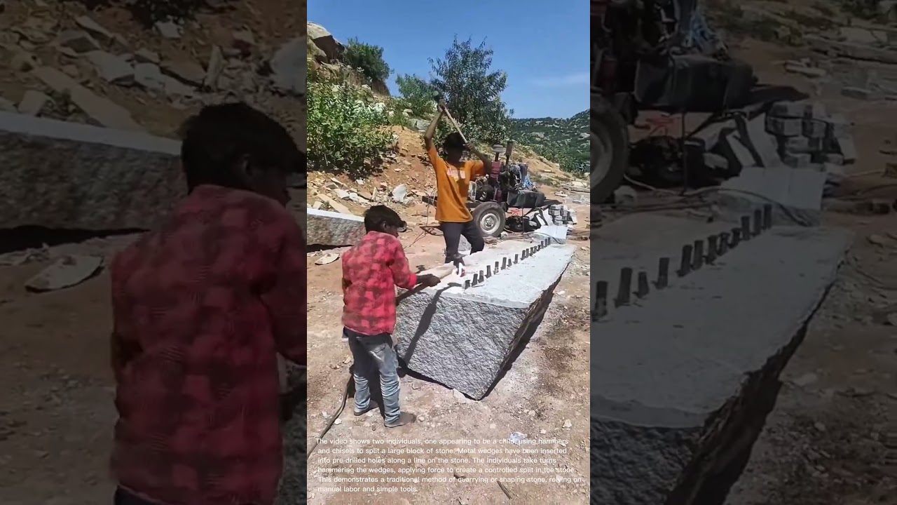 Stone Cutting with Hammer and Chisels: Traditional Quarrying Technique