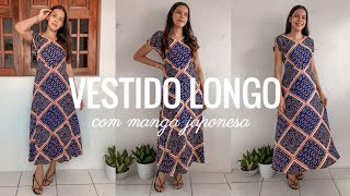 VESTIDO LONGO COM MANGA JAPONESA corte e costura