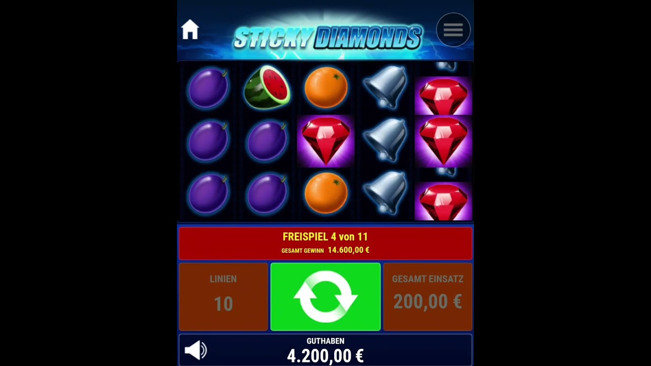 Sticky Diamonds 200€ Bet FREE SPINS AND MYSTERY RETRIGGER