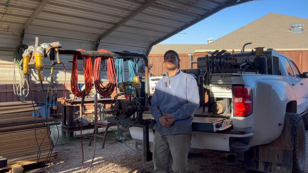Welding rig setup skid with weather guard tool boxes West Texas rig