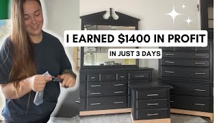 I made $1400 in 3 Days Flipping Furniture DIY for Profit l Selling on Facebook Marketplace 2023