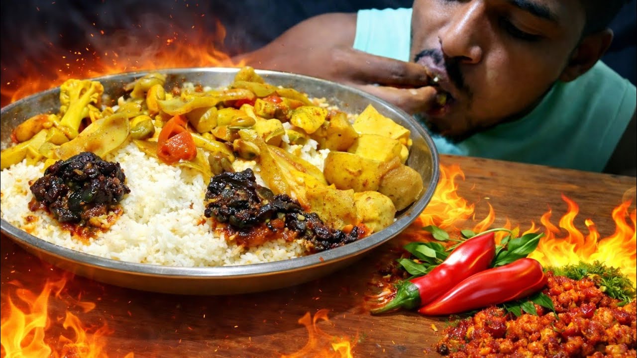 Spicy Imli Tomato Chutney with Rice | Giant Village Mukbang ASMR 😱