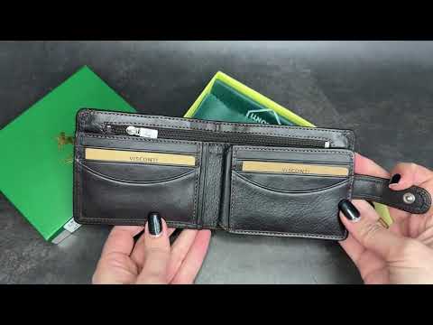 Мужской кожаный кошелек Visconti HT9 CHOC Sloan коричневый video