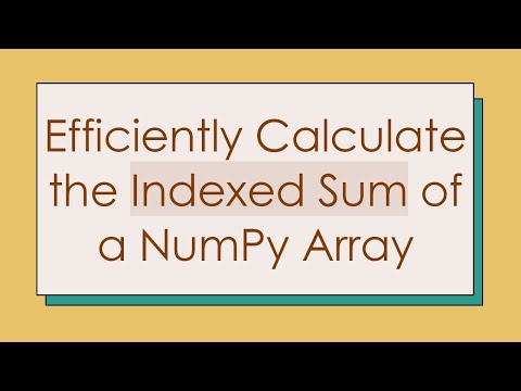 Efficiently Calculate the