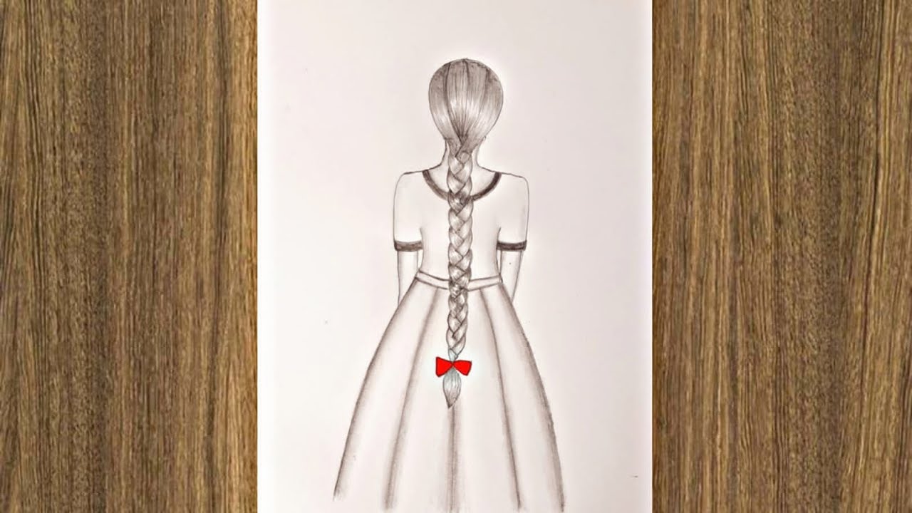 How to draw a girl with beautiful dress Dress drawing on a girl