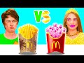 بروك مقابل تحدي غيغا للأغذية الغنية | حرب المطبخ المضحكة BaRaDa Challenge