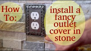 How to install a fancy recessed outlet cover in a ledger stone wall