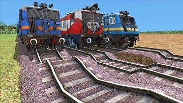 3 TRAINS RUNNING ON RISKY RAILWAY TRACKS | Most Dangerous Railroad Tracks | Train Simulator 2022