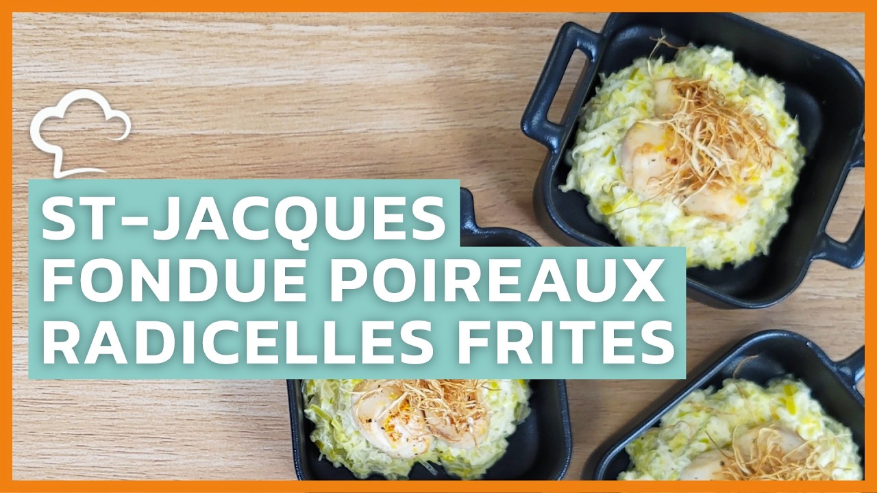 Saint-Jacques à la fondue de poireaux et radicelles frites | Recette Food’Cuisine