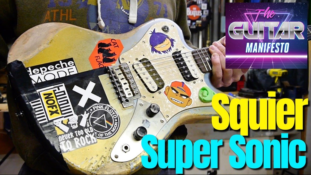 ギター Squier by Fender Paranormal Super-Sonic Squier Paranormal Super-Sonic Electric Guitar - Blue Sparkle