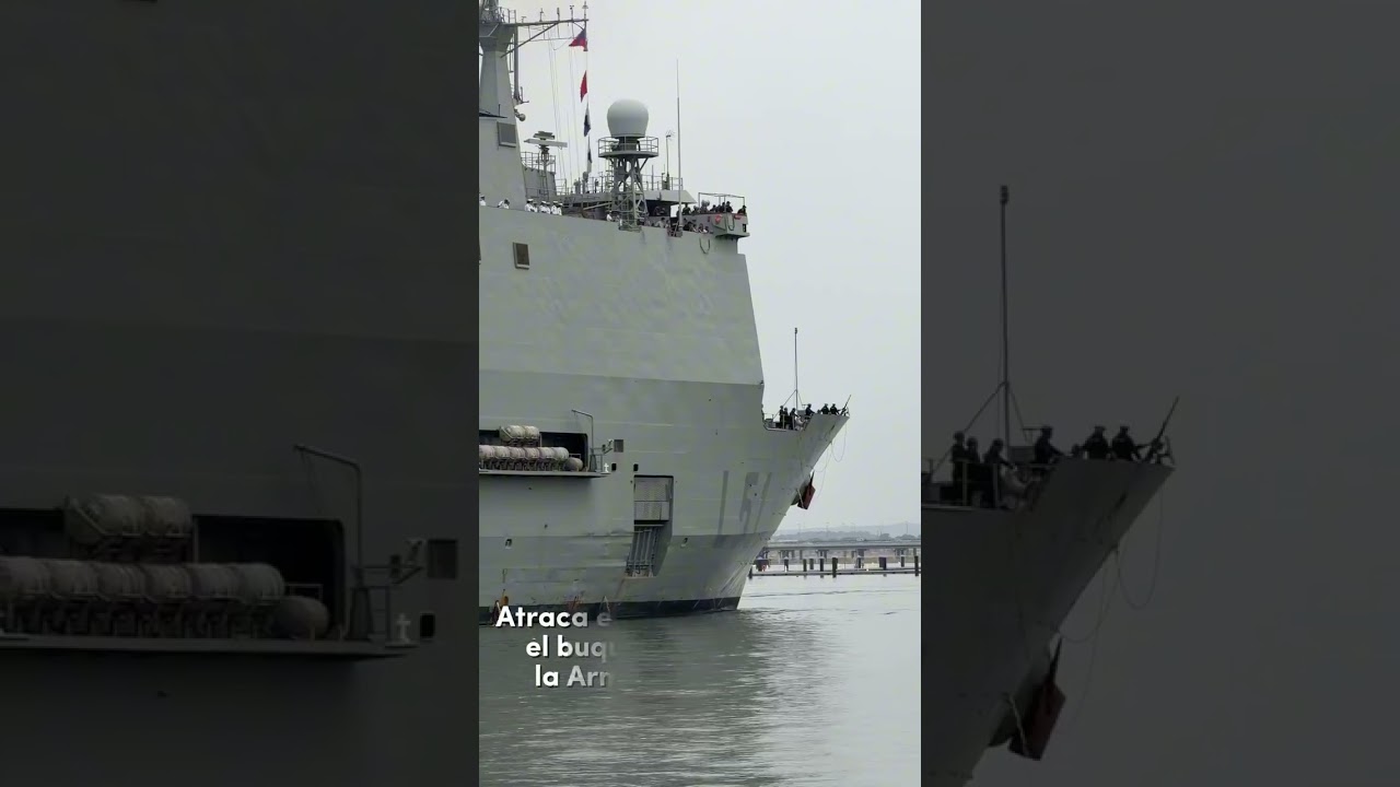 Así se vivió la llegada del buque anfibio Galicia al puerto de Huelva. Fuente: Puerto de Huelva
