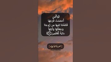 سورة الأنبياء الآية ٩١ بصوت الشيخ محمد صديق المنشاوي