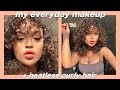 Everyday makeup for acnescars  heatless curly hair