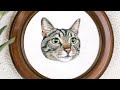 This embroidery took 50+ hours to complete! TABBY CAT thread painting portrait