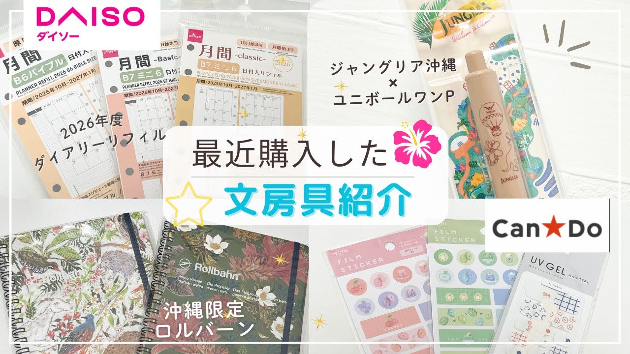 【100均 &沖縄ご当地文具】DAISO大人気ダイアリーリフィル｜沖縄限定ロルバーン｜ジャングリア沖縄のユニボールワンP｜美ら海水族館のお土産など