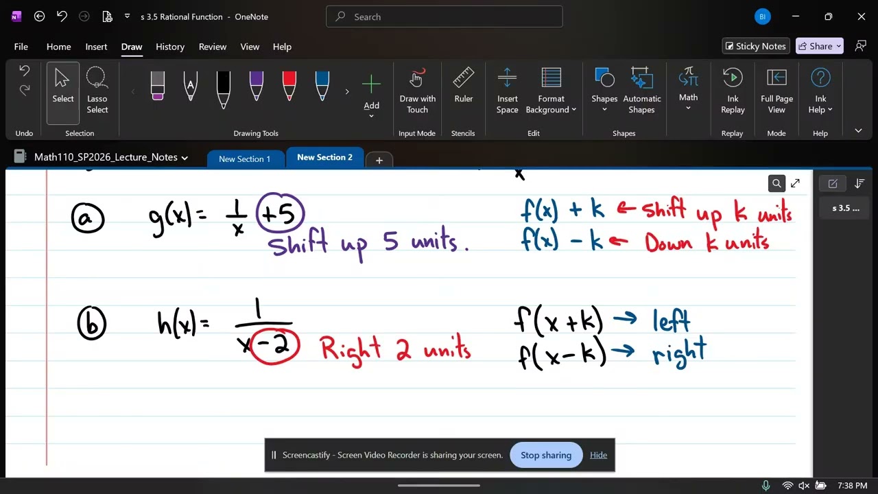 Math 110_SP2026---3.5 Rational Function Graphs, Features