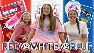 RED vs WHITE vs BLUE  NO BUDGET  SHOPPING CHALLENGE