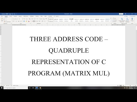 Three address code - Quadruple representation of C program (matrix)| compiler design | Shakthi | SRM
