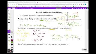 A2 Lesson 1-1 #3 Average Rate of Change NOTES