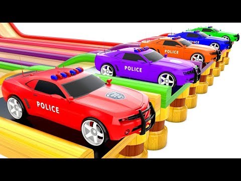 Видео: Colored Police Cars Transportation | Colors for Kids | Video for Toddler