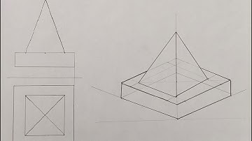 Isometric view 7 | Combined solid | Square Pyramid and Square Slab | Engineering Graphics