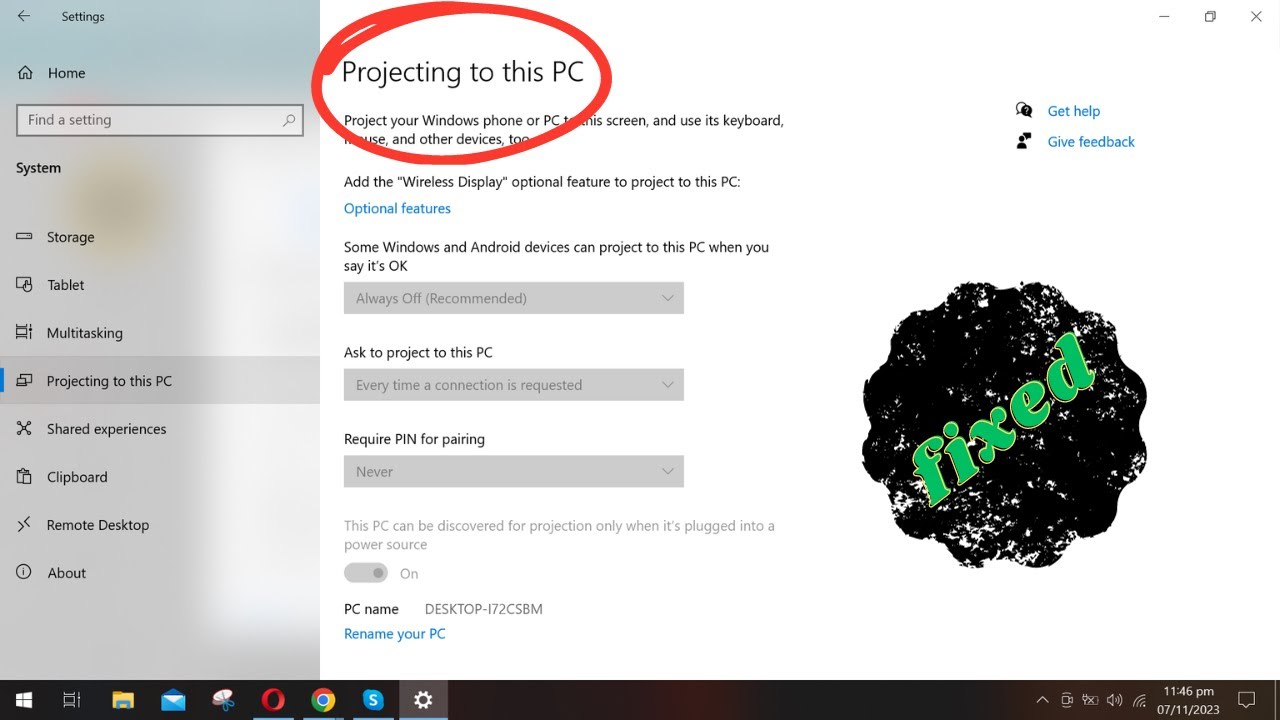 Projecting to this PC options disabled - Resolved - YouTube