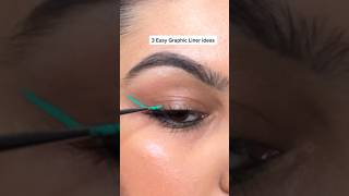 3 Easy Graphic Liner Ideas 💚#eyeliner #eyelinerhack #eyelinertutorial #makeuphacks