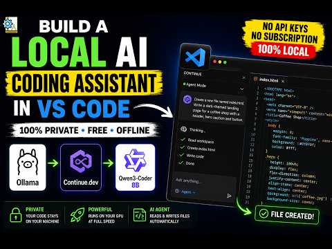 Build Local AI Coding Assistant in VS Code (Ollama + Continue + Qwen3-Coder) (No Cloud, No Cost!)