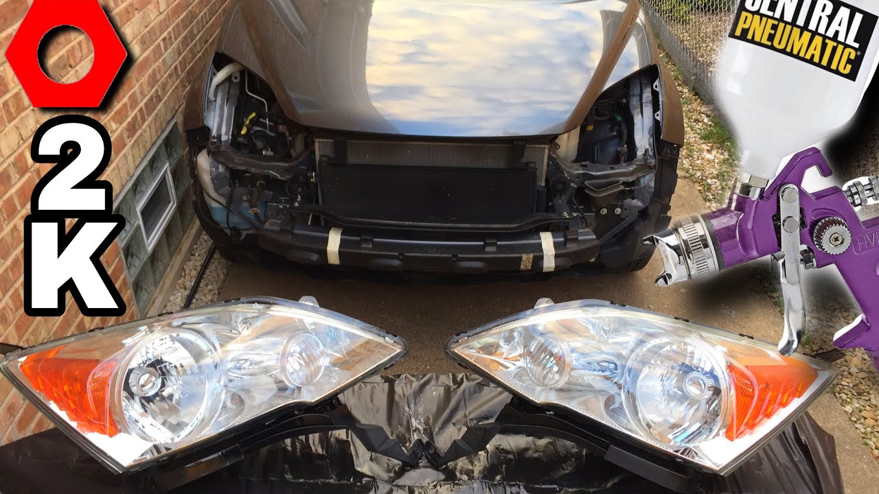 2K Clear Coat Headlight Restoration Using Cheap Harbor Freight Purple HVLP Spray Gun + Upol