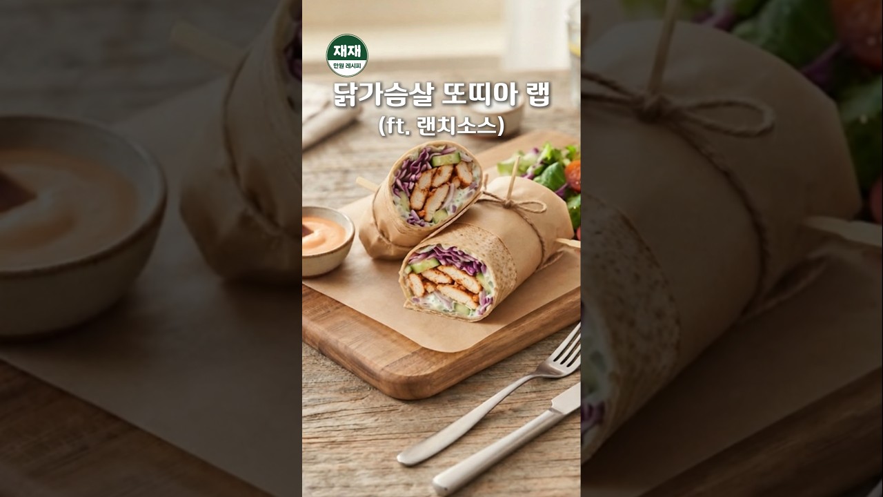 편의점 닭가슴살도 ok! 닭가슴살 또띠아랩 (ft. 랜치소스) 레시피 숏폼 썸네일