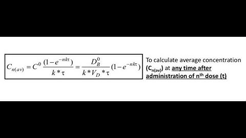 C(n) average:Average concentration after certain doses (n) following multiple IV bolus حركية الدواء