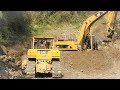 BIG Bulldozer And Excavator Pushing Loading Dirt