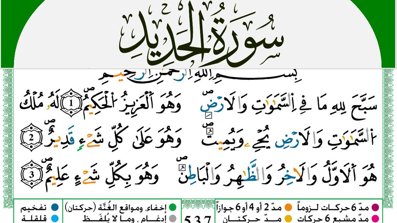 سورة الحديد مكتوبة محمد سايد Surah Al Hadid  برواية ورش عن نافع من طريق الازرق