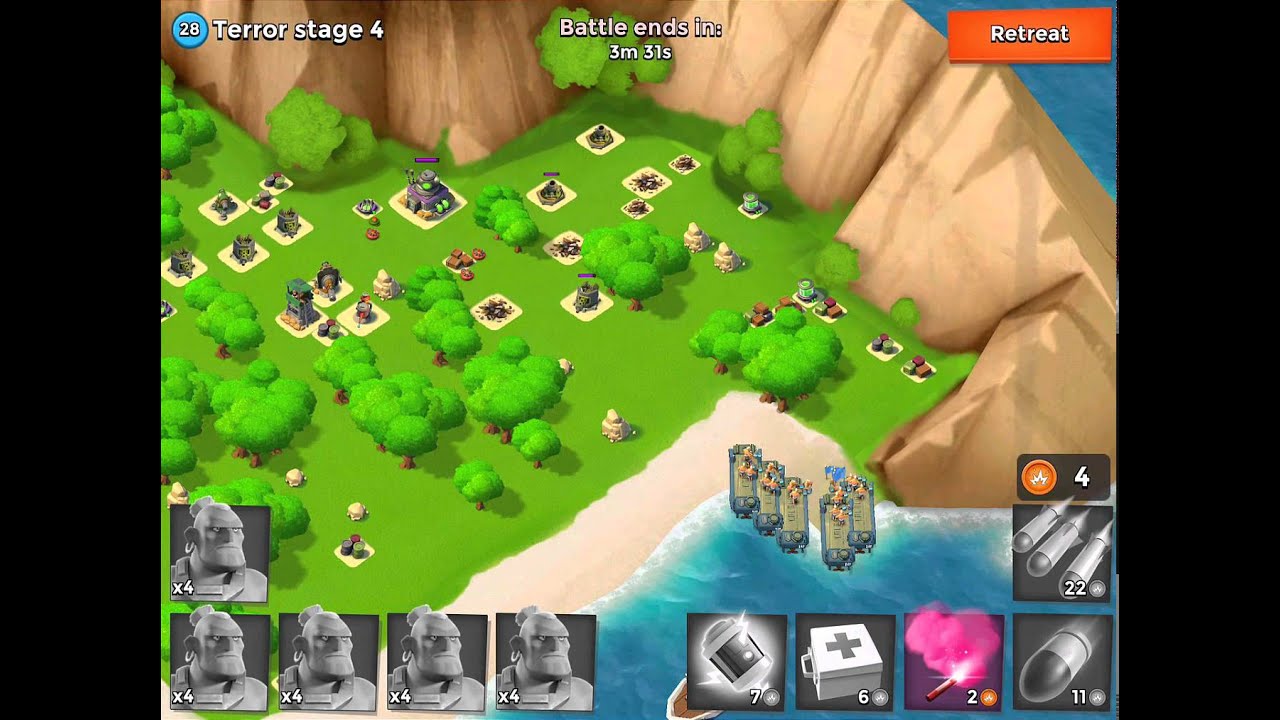 Boom Beach Dr Terror Stage 1 to 8 Warrior Walkthrough 20140524