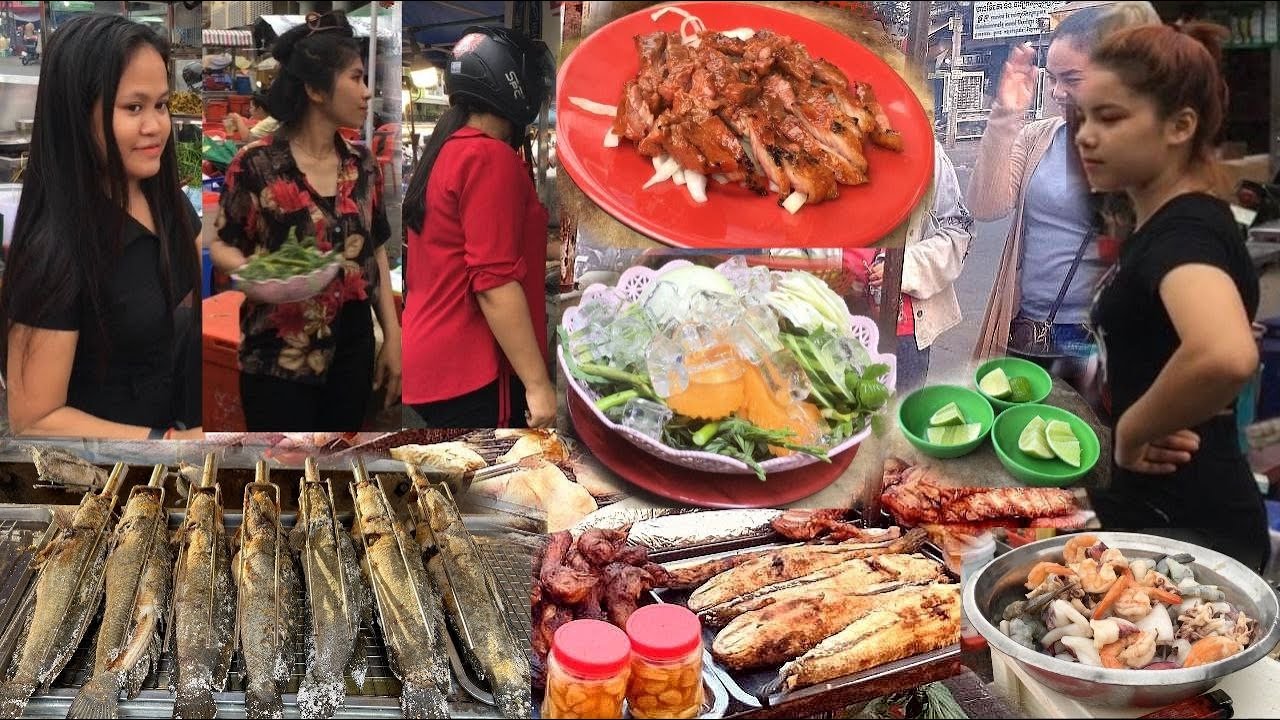 BEST Cambodian Street Food Scene In The Evening At Orussey Market, Phnom Penh