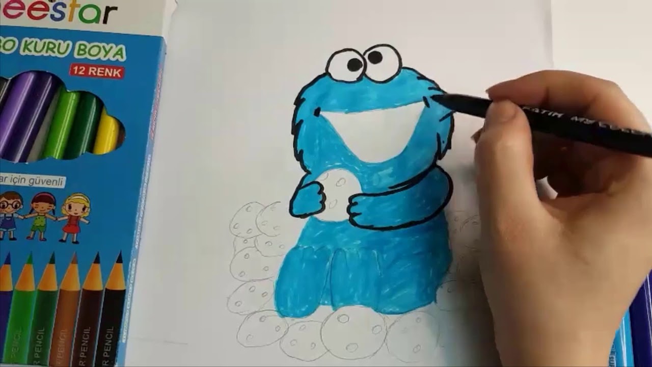 Kurabiye Canavarı Çizimi ( Cookie Monster İllustration ) YouTube